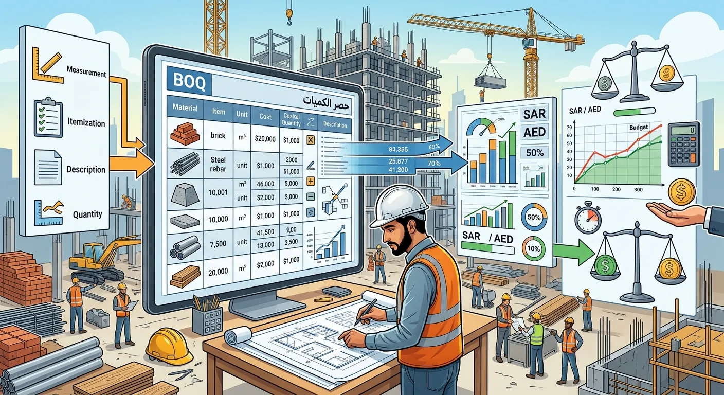 حصر الكميات BOQ وتقدير تكاليف المشاريع
